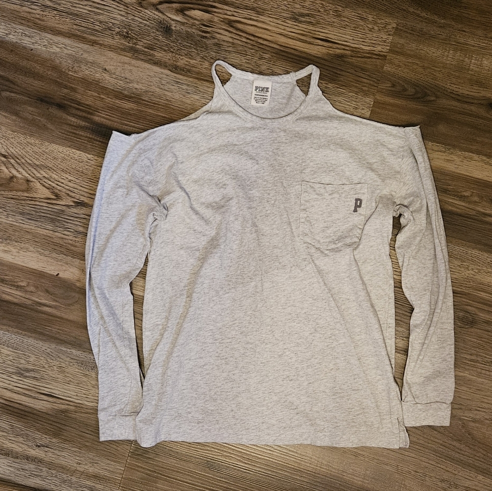 pink long sleeve cold shoulder